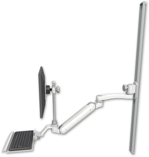 [UL182IEV7-T50-KU12-A1] AccessMount™ Inverted Ultra 182 Arm with EV710 monitor mount mount on a 50" wall track slider, a 12" keyboard tray, and an 11" arm