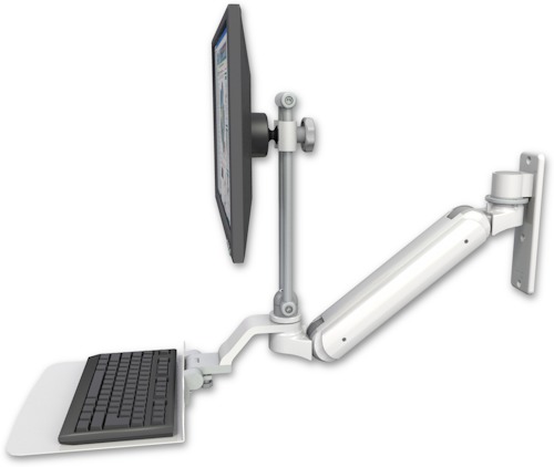 [UL182IEV7-W3-KU12F] AccessMount™ Inverted Ultra 182 Arm with EV710 monitor mount wall mount and a 12" flat keyboard tray