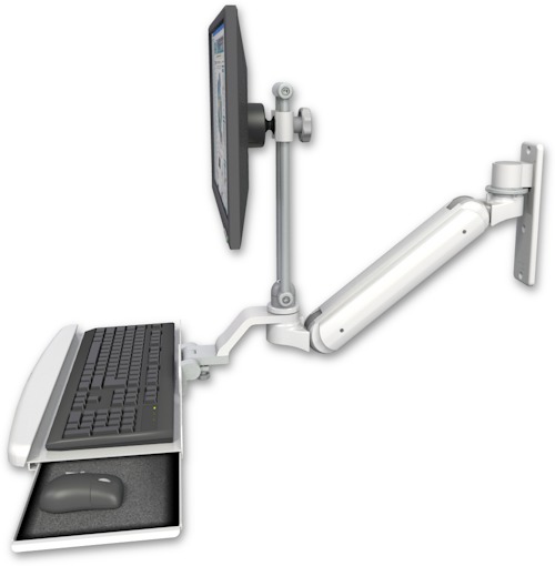 [UL182IEV7-W3-KUB] AccessMount™ Inverted Ultra 182 Arm with EV710 monitor mount wall mount and a wrist-rest keyboard tray
