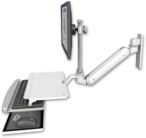 [UL182IEV7-W3-KUS] AccessMount™ Inverted Ultra 182 Arm with EV710 monitor mount wall mount and a work surface tray and slide-out keyboard tray