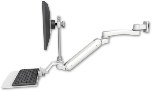 [UL182IEV7-W5-KU12F-A1] AccessMount™ Inverted Ultra 182 Arm with EV710 monitor mount 3.5" wall mount, a 12" flat keyboard tray, and an 11" arm