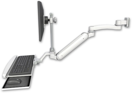 [UL182IEV7-W5-KUB-A1] AccessMount™ Inverted Ultra 182 Arm with EV710 monitor mount 3.5" wall mount, a wrist-rest keyboard tray, and an 11" arm