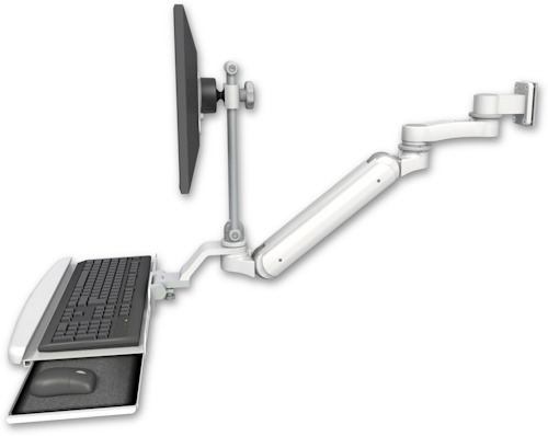 [UL182IEV7-W5-KUB-AS1] AccessMount™ Inverted Ultra 182 Arm with EV710 monitor mount 3.5" wall mount, a wrist-rest keyboard tray, and an 6" arm