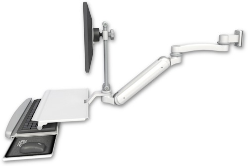 [UL182IEV7-W5-KUS-A1] AccessMount™ Inverted Ultra 182 Arm with EV710 monitor mount 3.5" wall mount, a work surface tray and slide-out keyboard tray, and an 11" arm
