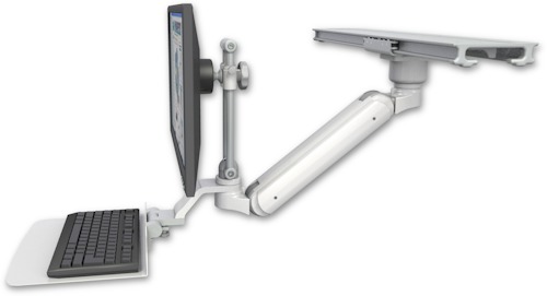 [UL182IEV7S-PS28-D0-KU12F] AccessMount™ Inverted Ultra 182 Arm with short EV710 monitor mount mount on a ProSlide 28" track slider and a 12" flat keyboard tray