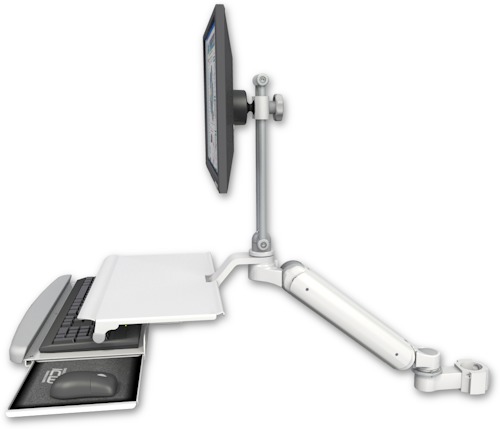 [UL182HEV7-P2-KUS] AccessMount™ Ultra 182 Heavy Duty Arm with EV710 monitor mount mount for a 2" pole and a work surface tray and slide-out keyboard tray