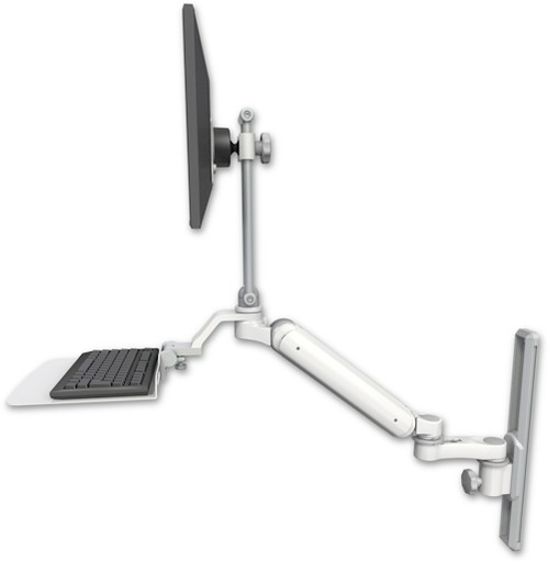 [UL182HEV7-T19-KU12F-AS1] AccessMount™ Ultra 182 Heavy Duty Arm with EV710 monitor mount mount on a 19" wall track slider, a 12" flat keyboard tray, and an 6" arm