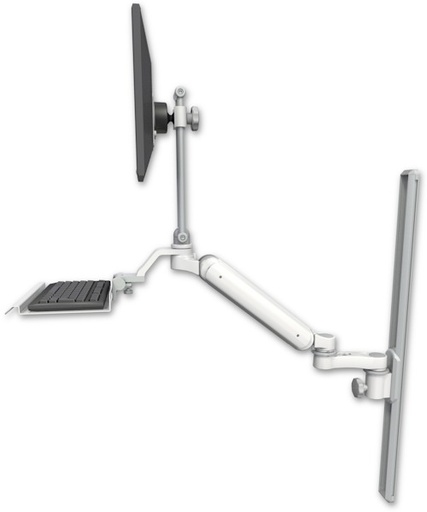 [UL182HEV7-T36-KU12-AS1] AccessMount™ Ultra 182 Heavy Duty Arm with EV710 monitor mount mount on a 36" wall track slider, a 12" keyboard tray, and an 6" arm