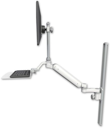 [UL182HEV7-T36-KU12F-AS1] AccessMount™ Ultra 182 Heavy Duty Arm with EV710 monitor mount mount on a 36" wall track slider, a 12" flat keyboard tray, and an 6" arm