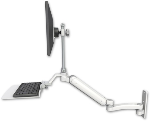 [UL182HEV7-W3-KU12F-A1] AccessMount™ Ultra 182 Heavy Duty Arm with EV710 monitor mount wall mount, a 12" flat keyboard tray, and an 11" arm