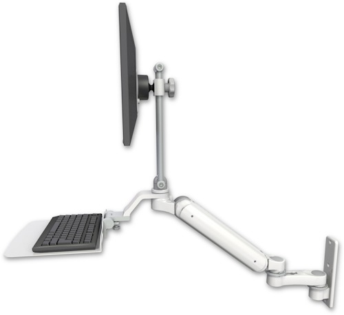 [UL182HEV7-W3-KU12F-AS1] AccessMount™ Ultra 182 Heavy Duty Arm with EV710 monitor mount wall mount, a 12" flat keyboard tray, and an 6" arm