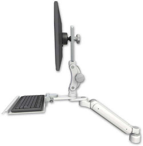 [UL182HP-D1-KD12] AccessMount™ Ultra 182 Heavy Duty Arm with Paralink monitor mount desk mount, a 1" riser, and a 12" keyboard tray