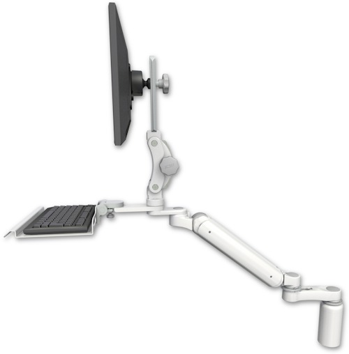 [UL182HP-D5-KD12-AS1] AccessMount™ Ultra 182 Heavy Duty Arm with Paralink monitor mount desk mount, a 5" riser, a 12" keyboard tray, and an 6" arm