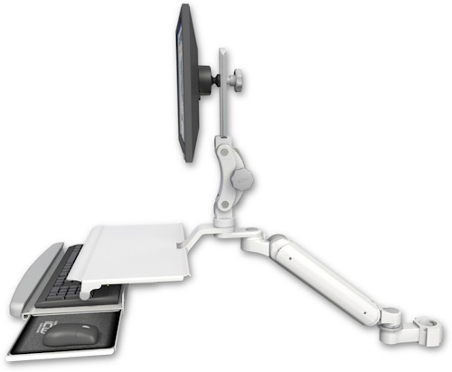 [UL182HP-P2-KUS] AccessMount™ Ultra 182 Heavy Duty Arm with Paralink monitor mount mount for a 2" pole and a work surface tray and slide-out keyboard tray