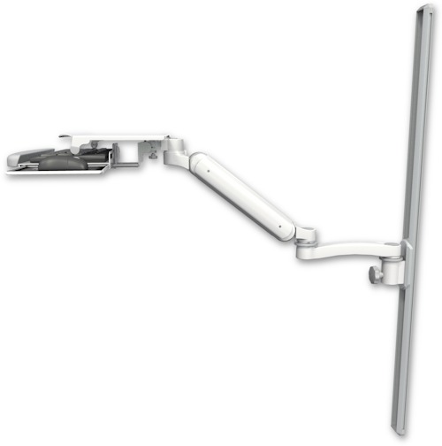 [UL182H-T50-KUS-A1] AccessMount™ Ultra 182 Heavy Duty Arm mount on a 50" wall track slider with a work surface tray and slide-out keyboard tray and an 11" arm
