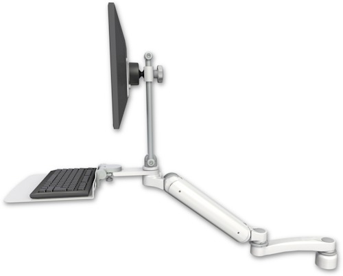 [UL182HEV7-D1-KD12F-A1] AccessMount™ Ultra 182 Heavy Duty Arm with EV710 monitor mount desk mount, a 1" riser, a 12" flat keyboard tray, and an 11" arm