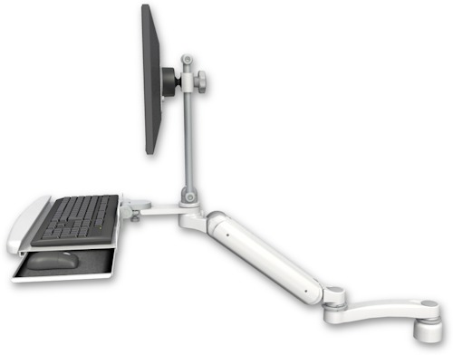 [UL182HEV7-D1-KDB-A1] AccessMount™ Ultra 182 Heavy Duty Arm with EV710 monitor mount desk mount, a 1" riser, a wrist-rest keyboard tray, and an 11" arm