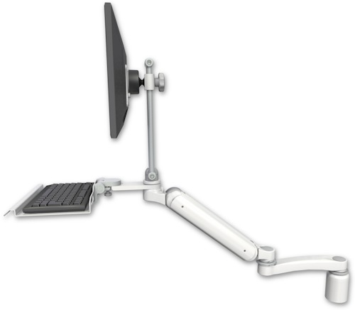[UL182HEV7-D3-KD12-A1] AccessMount™ Ultra 182 Heavy Duty Arm with EV710 monitor mount desk mount, a 3" riser, a 12" keyboard tray, and an 11" arm