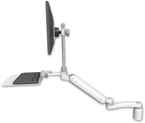 [UL182HEV7-D3-KD12F-A1] AccessMount™ Ultra 182 Heavy Duty Arm with EV710 monitor mount desk mount, a 3" riser, a 12" flat keyboard tray, and an 11" arm