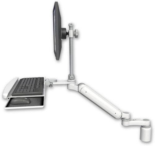 [UL182HEV7-D3-KDB-AS1] AccessMount™ Ultra 182 Heavy Duty Arm with EV710 monitor mount desk mount, a 3" riser, a wrist-rest keyboard tray, and an 6" arm