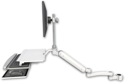 [UL182EV7-P17-KUS-A1] AccessMount™ Ultra 182 Arm with EV710 monitor mount mount for a 1.75" pole, a work surface tray and slide-out keyboard tray, and an 11" arm