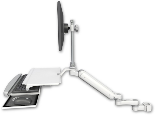 [UL182EV7-P2-KUS-AS1] AccessMount™ Ultra 182 Arm with EV710 monitor mount mount for a 2" pole, a work surface tray and slide-out keyboard tray, and an 6" arm