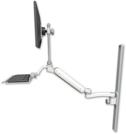 [UL182EV7-T36-KU12-A1] AccessMount™ Ultra 182 Arm with EV710 monitor mount mount on a 36" wall track slider, a 12" keyboard tray, and an 11" arm