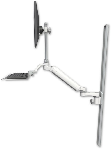 [UL182EV7-T50-KU12-AS1] AccessMount™ Ultra 182 Arm with EV710 monitor mount mount on a 50" wall track slider, a 12" keyboard tray, and an 6" arm