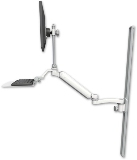 [UL182EV7-T50-KU12F-A1] AccessMount™ Ultra 182 Arm with EV710 monitor mount mount on a 50" wall track slider, a 12" flat keyboard tray, and an 11" arm