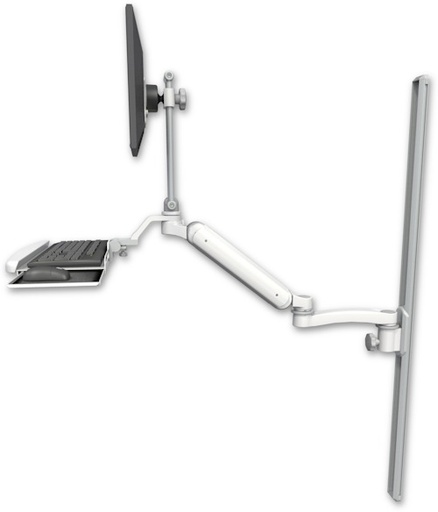 [UL182EV7-T50-KUB-A1] AccessMount™ Ultra 182 Arm with EV710 monitor mount mount on a 50" wall track slider, a wrist-rest keyboard tray, and an 11" arm