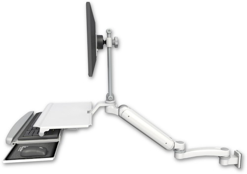 [UL182EV7-W5-KUS-A1] AccessMount™ Ultra 182 Arm with EV710 monitor mount 3.5" wall mount, a work surface tray and slide-out keyboard tray, and an 11" arm