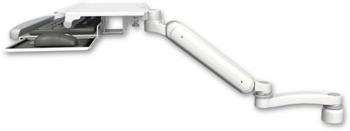 [UL182H-D1-KUS-A1] AccessMount™ Ultra 182 Heavy Duty Arm desk mount with a 1" riser, a work surface tray and slide-out keyboard tray, and an 11" arm