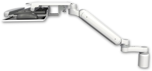 [UL182H-D3-KUS-AS1] AccessMount™ Ultra 182 Heavy Duty Arm desk mount with a 3" riser, a work surface tray and slide-out keyboard tray, and an 6" arm