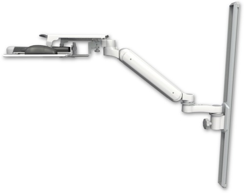 [UL182-T36-KUS-AS1] AccessMount™ Ultra 182 Arm mount on a 36" wall track slider with a work surface tray and slide-out keyboard tray and an 6" arm