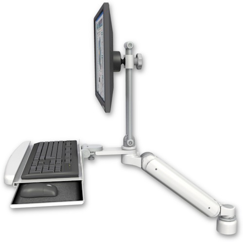 [UL182EV7-D1-KDB] AccessMount™ Ultra 182 Arm with EV710 monitor mount desk mount, a 1" riser, and a wrist-rest keyboard tray