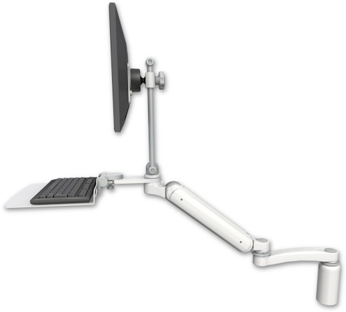 [UL182EV7-D5-KD12F-A1] AccessMount™ Ultra 182 Arm with EV710 monitor mount desk mount, a 5" riser, a 12" flat keyboard tray, and an 11" arm