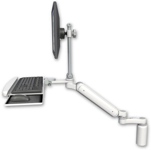 [UL182EV7-D5-KDB-AS1] AccessMount™ Ultra 182 Arm with EV710 monitor mount desk mount, a 5" riser, a wrist-rest keyboard tray, and an 6" arm