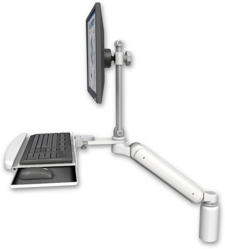 [UL182EV7-D5-KDB] AccessMount™ Ultra 182 Arm with EV710 monitor mount desk mount, a 5" riser, and a wrist-rest keyboard tray