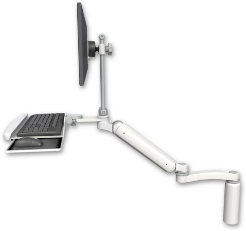 [UL182EV7-D7-KDB-A1] AccessMount™ Ultra 182 Arm with EV710 monitor mount desk mount, a 7.5" riser, a wrist-rest keyboard tray, and an 11" arm