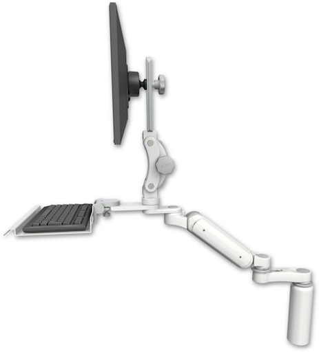 [UL180P-D7-KD12-AS1] AccessMount™ Ultra 180 Arm with Paralink monitor mount desk mount, a 7.5" riser, a 12" keyboard tray, and an 6" arm