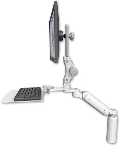 [UL180P-D7-KD12F] AccessMount™ Ultra 180 Arm with Paralink monitor mount desk mount, a 7.5" riser, and a 12" flat keyboard tray