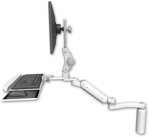 [UL180P-D7-KDB-A1] AccessMount™ Ultra 180 Arm with Paralink monitor mount desk mount, a 7.5" riser, a wrist-rest keyboard tray, and an 11" arm