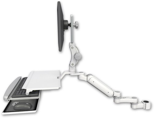 [UL180P-P15-KUS-AS1] AccessMount™ Ultra 180 Arm with Paralink monitor mount mount for a 1.5" pole, a work surface tray and slide-out keyboard tray, and an 6" arm