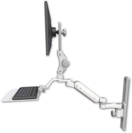 [UL180P-T19-KU12F-AS1] AccessMount™ Ultra 180 Arm with Paralink monitor mount mount on a 19" wall track slider, a 12" flat keyboard tray, and an 6" arm