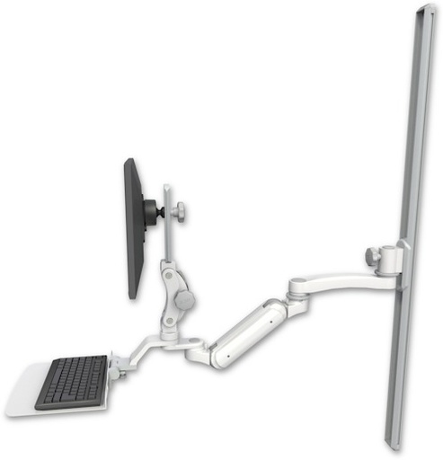 [UL180IHP-T50-KU12F-A1] AccessMount™ Inverted Ultra 180 Heavy Duty Arm with Paralink monitor mount mount on a 50" wall track slider, a 12" flat keyboard tray, and an 11" arm