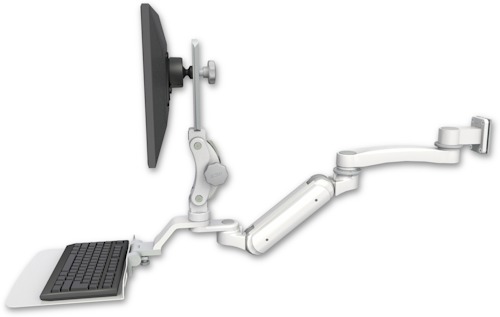 [UL180IHP-W5-KU12F-A1] AccessMount™ Inverted Ultra 180 Heavy Duty Arm with Paralink monitor mount 3.5" wall mount, a 12" flat keyboard tray, and an 11" arm