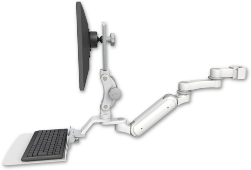 [UL180IP-P2-KU12F-AS1] AccessMount™ Inverted Ultra 180 Arm with Paralink monitor mount mount for a 2" pole, a 12" flat keyboard tray, and an 6" arm