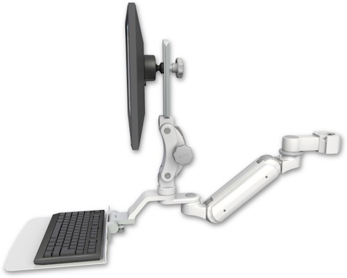 [UL180IP-P2-KU12F] AccessMount™ Inverted Ultra 180 Arm with Paralink monitor mount mount for a 2" pole and a 12" flat keyboard tray