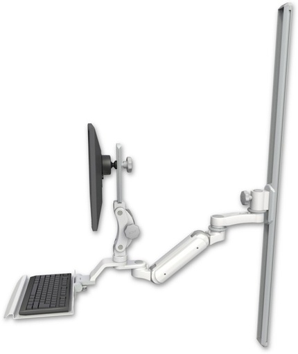 [UL180IP-T50-KU12-AS1] AccessMount™ Inverted Ultra 180 Arm with Paralink monitor mount mount on a 50" wall track slider, a 12" keyboard tray, and an 6" arm