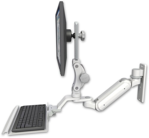[UL180IP-W3-KU12] AccessMount™ Inverted Ultra 180 Arm with Paralink monitor mount wall mount and a 12" keyboard tray